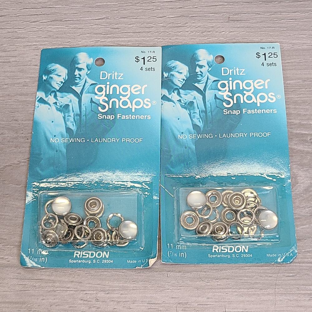 Dritz Ginger Snaps White Pearl Silver Fasteners 4 Sets No. 17-R Lot of 2 NEW‎